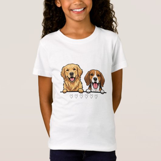 Golden Retriever & Beagle Best for animal lovers Tシャツ (正面)