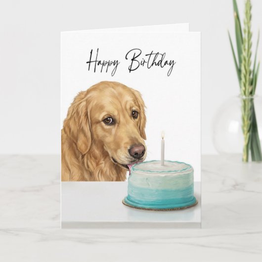 Golden Retriever Birthday Cake Inspector カード (正面)