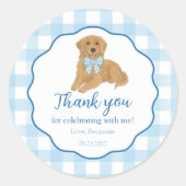 Golden Retriever Birthday Party Favor Thank You ラウンドシール (正面)