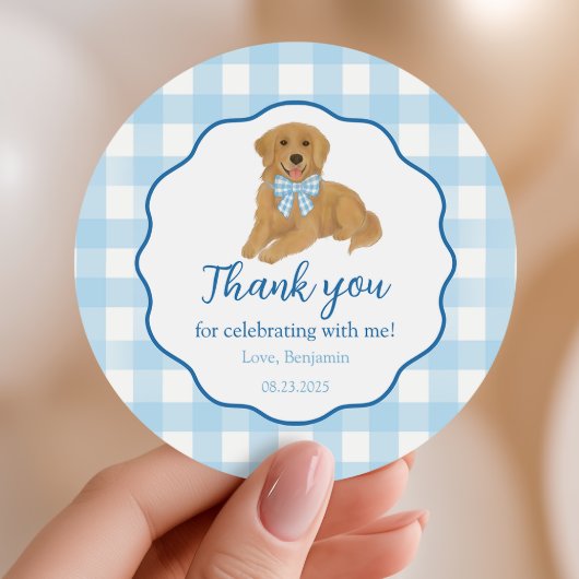 Golden Retriever Birthday Party Favor Thank You ラウンドシール