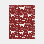 Golden Retriever Blanket with Heart Doodles  フリースブランケット (正面)