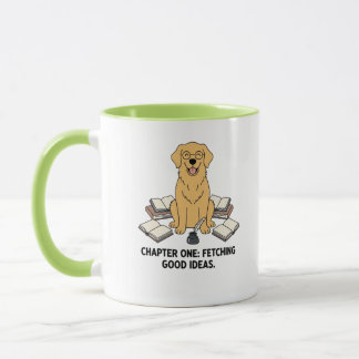 Golden Retriever Books Scholar Green Coffee Lover マグカップ