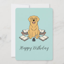 Golden Retriever Bookworm Opal Birthday Greeting 招待状