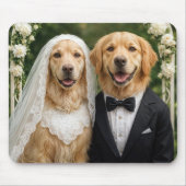Golden Retriever Bride and Groom マウスパッド (正面)