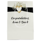 Golden Retriever Bride and Groom Portrait ミディアムペーパーバッグ (裏面)