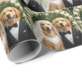 Golden Retriever Bride and Groom Portrait ラッピングペーパー (ロールコーナー)