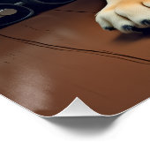 Golden Retriever by the Toy Train Christmas ポスター (コーナー)