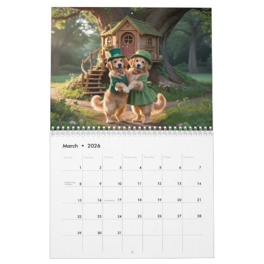 Golden Retriever Calendar カレンダー (3月 2026)