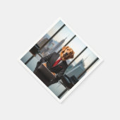 Golden Retriever CEOモダン In a High Rise Office スタンダードカクテルナプキン (角)