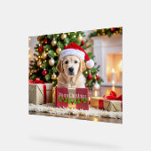 Golden Retriever Christmas アクリルサイン (傾斜)
