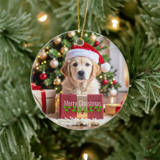 Golden Retriever Christmas セラミックオーナメント (ツリー)