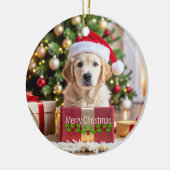 Golden Retriever Christmas セラミックオーナメント (左)