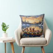 Golden Retriever Christmas Boat Holiday クッション (椅子)