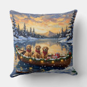 Golden Retriever Christmas Boat Holiday クッション (裏面)