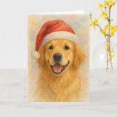 Golden Retriever Christmas Card カード (黄色い花)