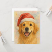 Golden Retriever Christmas Card カード (正面/裏面インサイチュ)