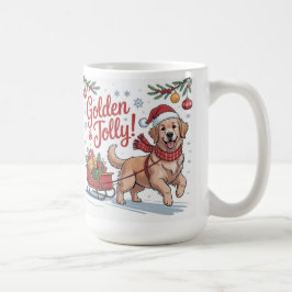 Golden Retriever Christmas Golden & Jolly Holiday コーヒーマグカップ