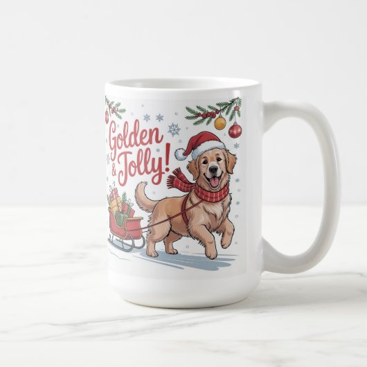 Golden Retriever Christmas Golden & Jolly Holiday  コーヒーマグカップ (右)