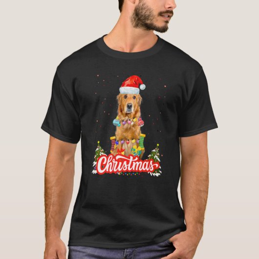 Golden Retriever Christmas Idea For Kids & Santa H Tシャツ (正面)