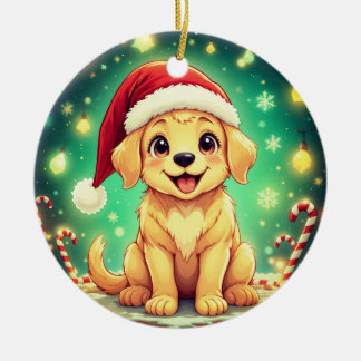 Golden Retriever Christmas Ornament セラミックオーナメント