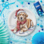 Golden Retriever Christmas Paper Plate ペーパープレート (パーティー)