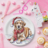 Golden Retriever Christmas Paper Plate ペーパープレート (パーティー)
