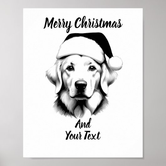 Golden Retriever Christmas Poster Instant Download ポスター (正面)
