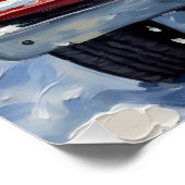 Golden Retriever Christmas Red Truck Holiday ポスター (コーナー)