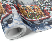 Golden Retriever Christmas Red Truck Holiday ラッピングペーパー (ロールコーナー)