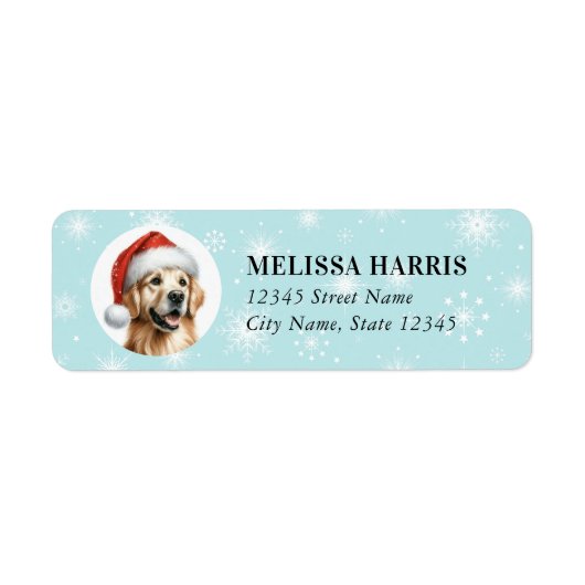 Golden Retriever Christmas Return Address Labels ラベル (正面)