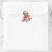 Golden Retriever Christmas round Sticker ラウンドシール (バッグ)