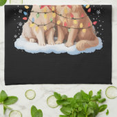 Golden Retriever Christmas Santa Hat Reindeer  キッチンタオル (折り畳み)