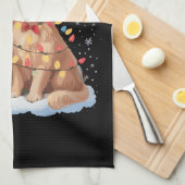 Golden Retriever Christmas Santa Hat Reindeer  キッチンタオル (四つ折り)