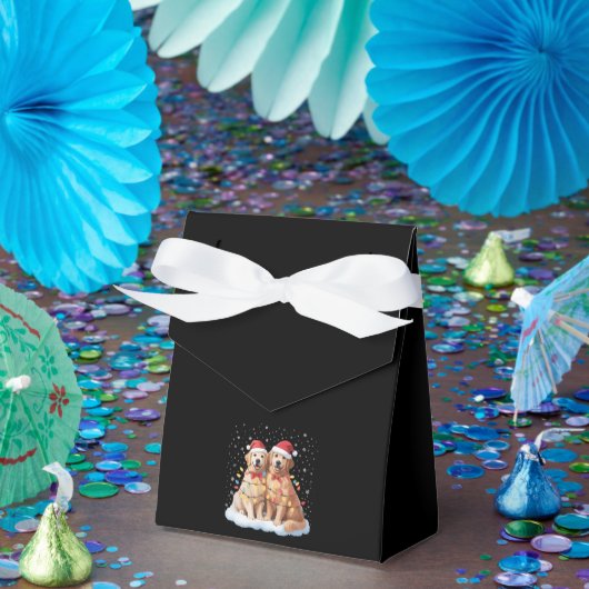 Golden Retriever Christmas Santa Hat Reindeer フェイバーボックス (パーティー)