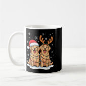Golden Retriever Christmas Santa Hat Reindeer Ligh コーヒーマグカップ (左)