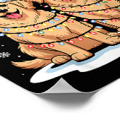 Golden Retriever Christmas Santa Hat Reindeer Ligh ポスター (角)