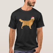 Golden Retriever Christmas Santa Hat Tree Lights P Tシャツ (正面)