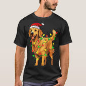 Golden Retriever Christmas Santa Hat Tree Lights P Tシャツ (正面)