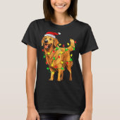 Golden Retriever Christmas Santa Hat Tree Lights P Tシャツ (正面)