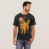 Golden Retriever Christmas Santa Hat Tree Lights P Tシャツ (正面フル)