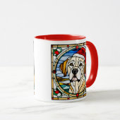 Golden Retriever Christmas Stained Glass Mug マグカップ (正面右)