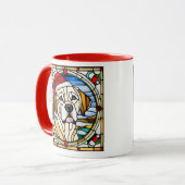 Golden Retriever Christmas Stained Glass Mug マグカップ (正面左)