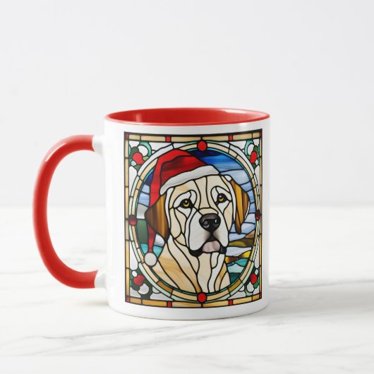 Golden Retriever Christmas Stained Glass Mug マグカップ (左)