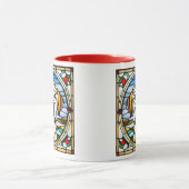 Golden Retriever Christmas Stained Glass Mug マグカップ (中央)