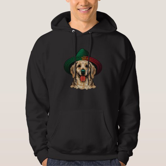 Golden Retriever Cinco De Mayo Mexican Sombrero Fi パーカ (正面)