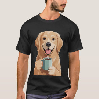 Golden Retriever + Coffee Shirt – Funny Dog Design Tシャツ