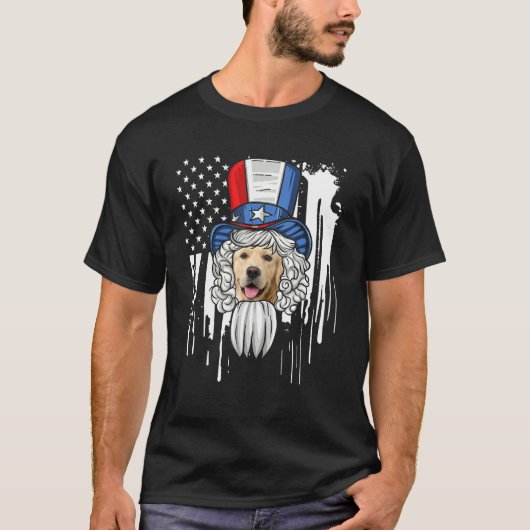Golden Retriever Costume Patriotic 4th Of July Ame Tシャツ (正面)