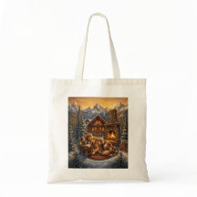 Golden Retriever Cozy Cabin Tote Bag