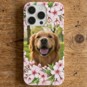 Golden retriever custom photo with cherry blossom iPhoneケース