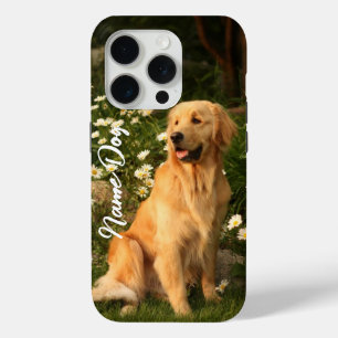 Golden Retriever dogの名前を電話ケースに変更 iPhone 15 Proケース